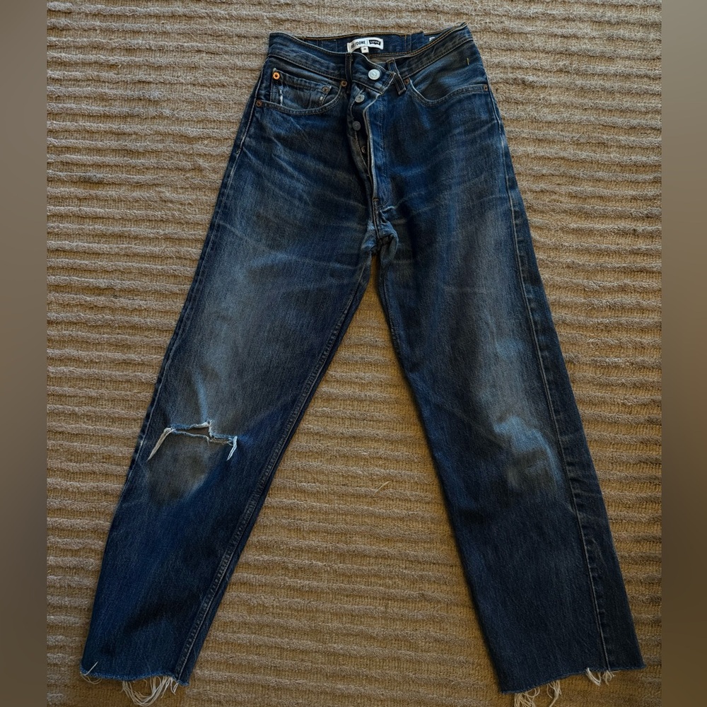 Re/Done Dark Blue Distressed Jeans